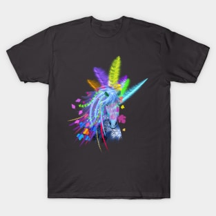 Tribal Horse with feathers Unicorn Horse head T-Shirt